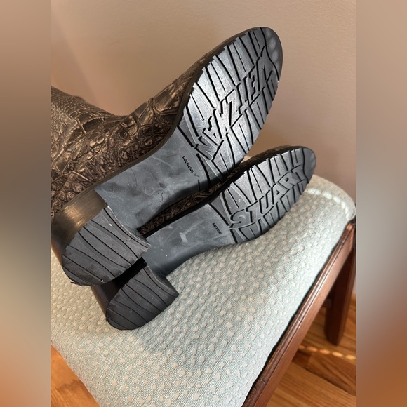 Stuart Weitzman Croc Embossed OTK Boots - Picture 3 of 3